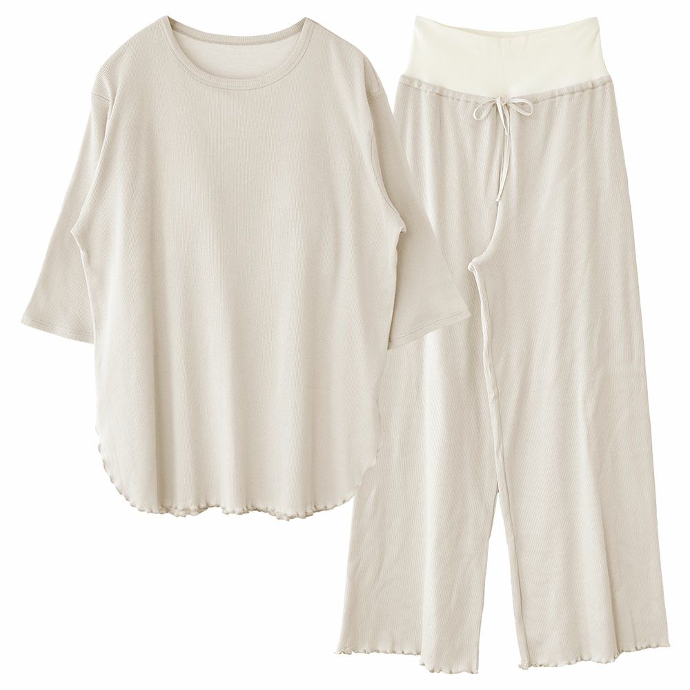  オーガニックコットン100％ テレコ シルクカップ付きパジャマ 上下セット 日本製