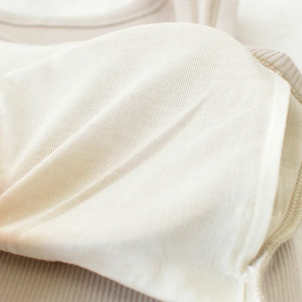 オーガニックコットン100% テレコ カップ付きタンクトップ 日本製 カップ裏シルク