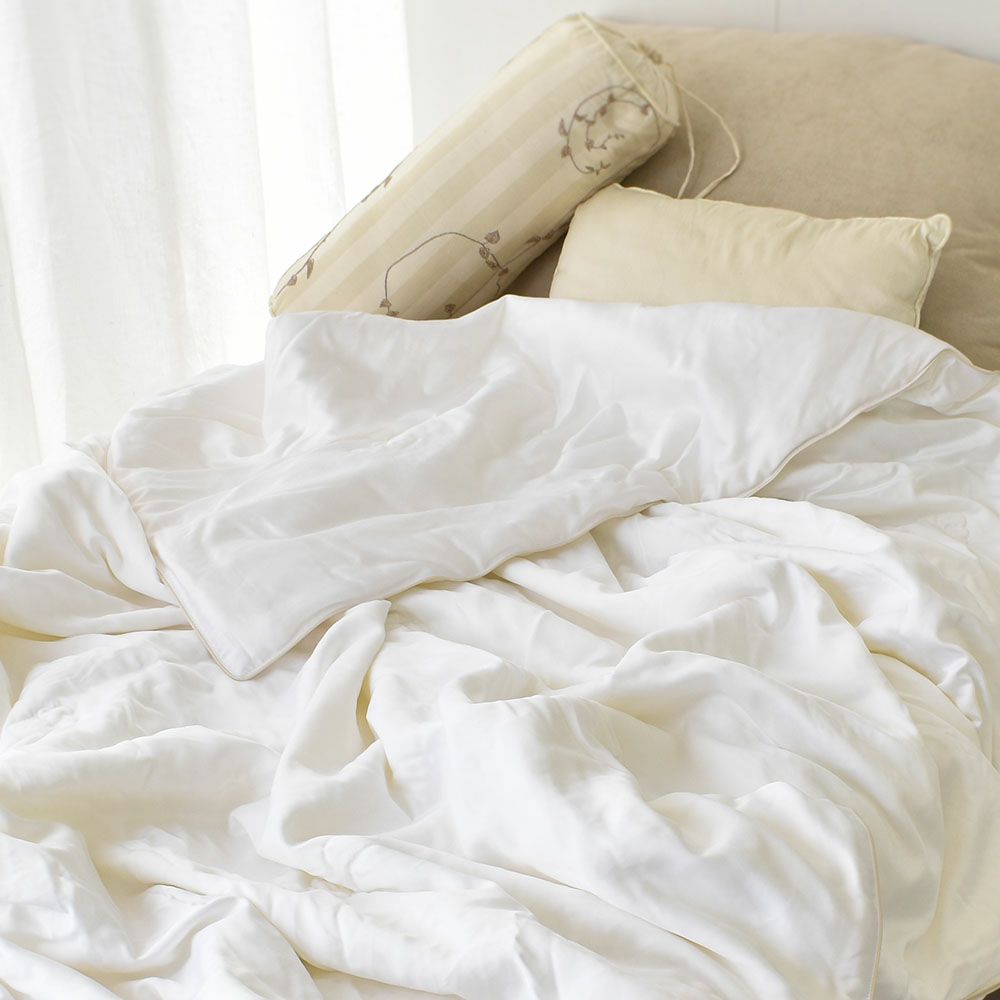 シルク100%真綿 薄掛け布団 シングルサイズ 側生地バンブー