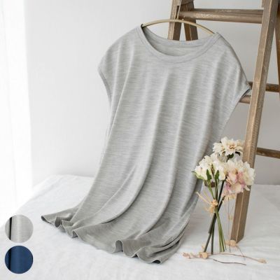 シルク100% ジャージー フレンチ袖 クルーネック Tシャツ 日本製