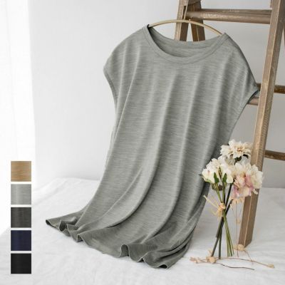 シルク100% ジャージー フレンチ袖 クルーネック Tシャツ 日本製