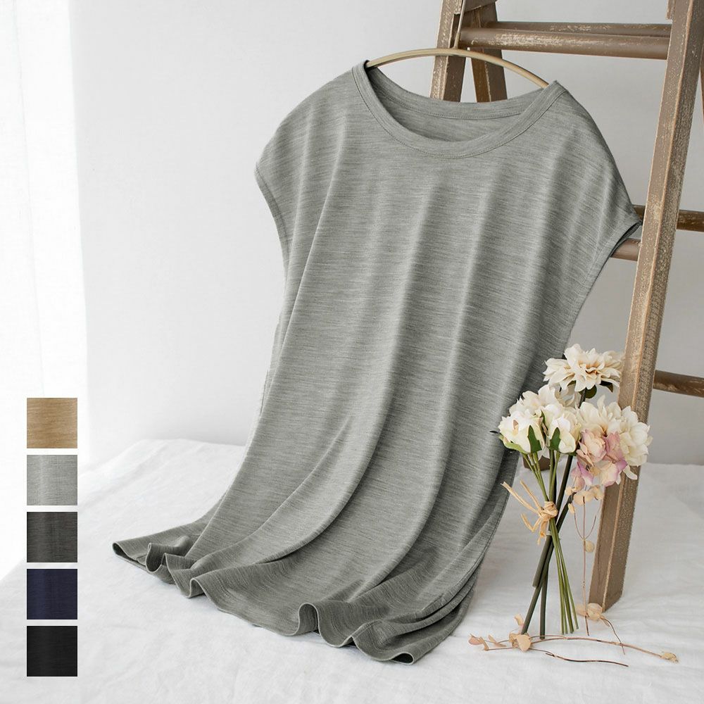 シルク100% ジャージー フレンチ袖 クルーネック Tシャツ 日本製