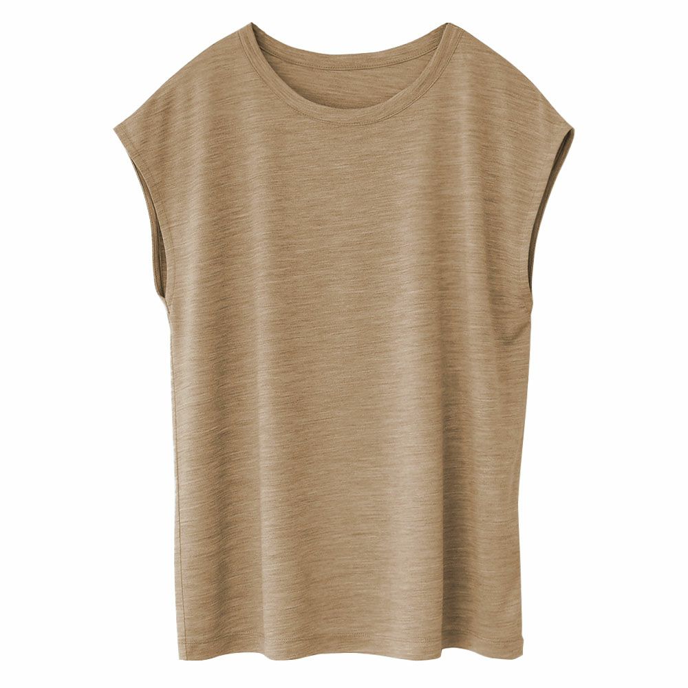 シルク100% ジャージー フレンチ袖 クルーネック Tシャツ 日本製