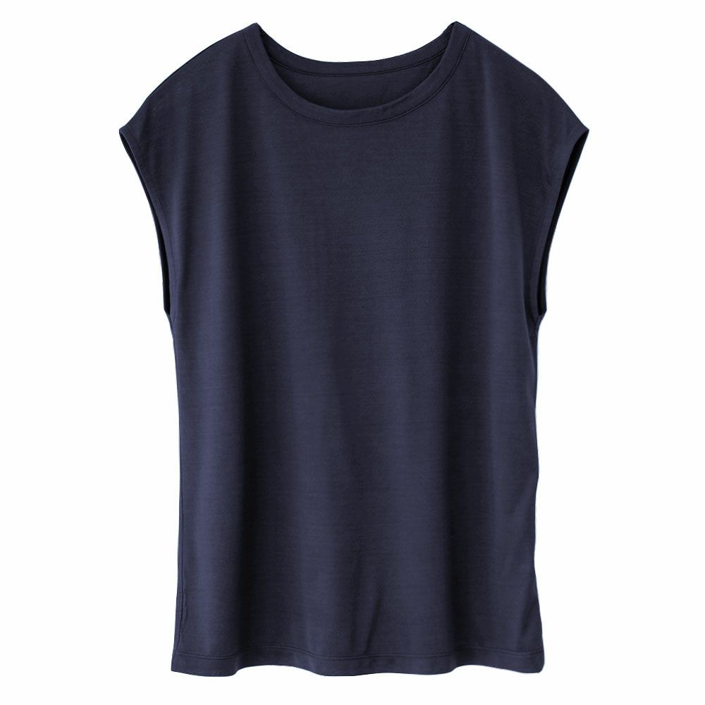 シルク100% ジャージー フレンチ袖 クルーネック Tシャツ 日本製