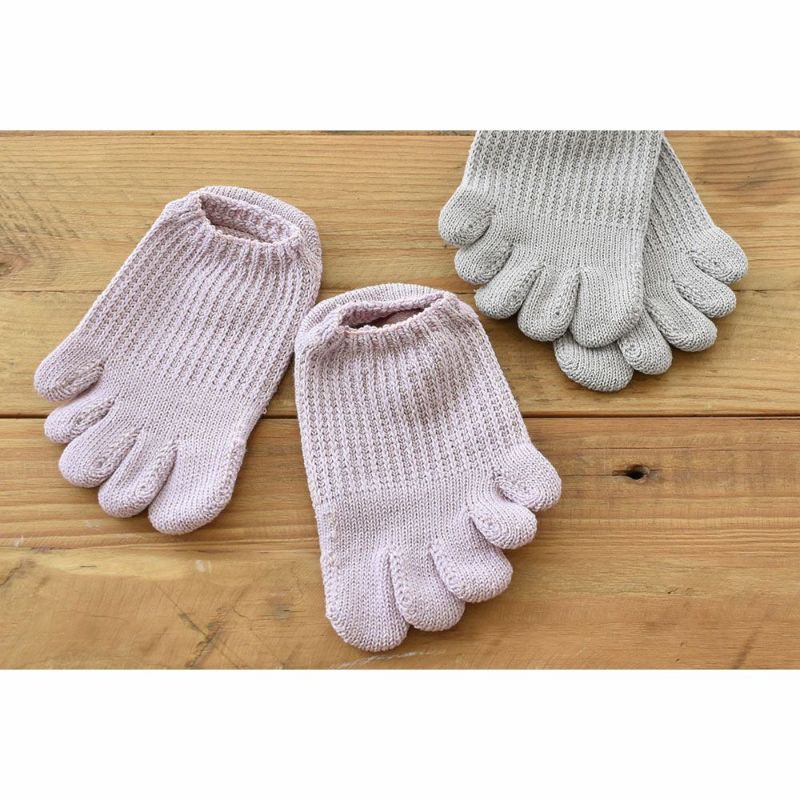 肌側シルク 5本指スニーカーソックス 日本製 ホールガーメント