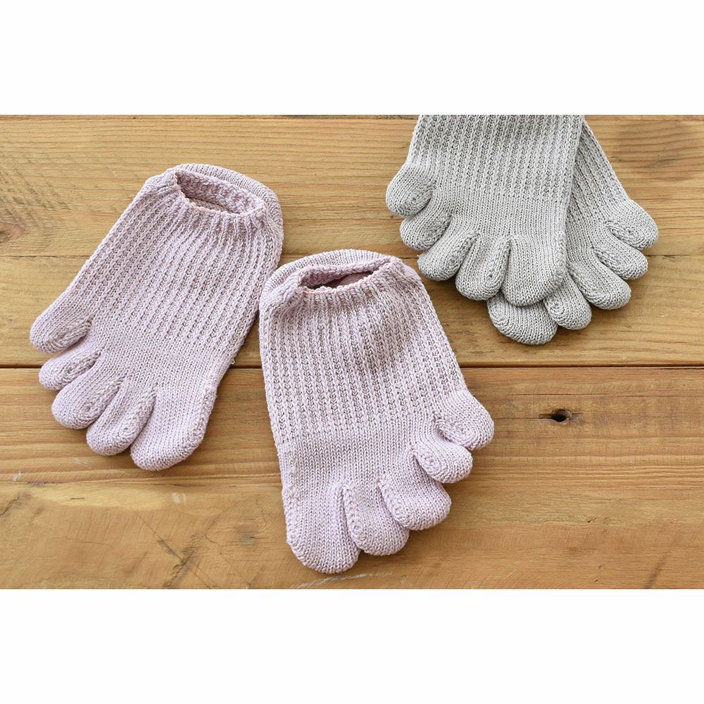 肌側シルク 5本指スニーカーソックス 日本製 ホールガーメント