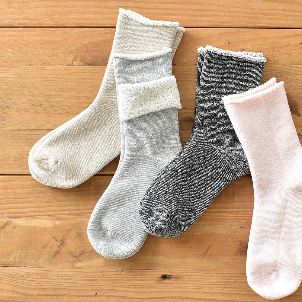 ふかふか裏パイル コットン ソックス 日本製 肌側綿100％
