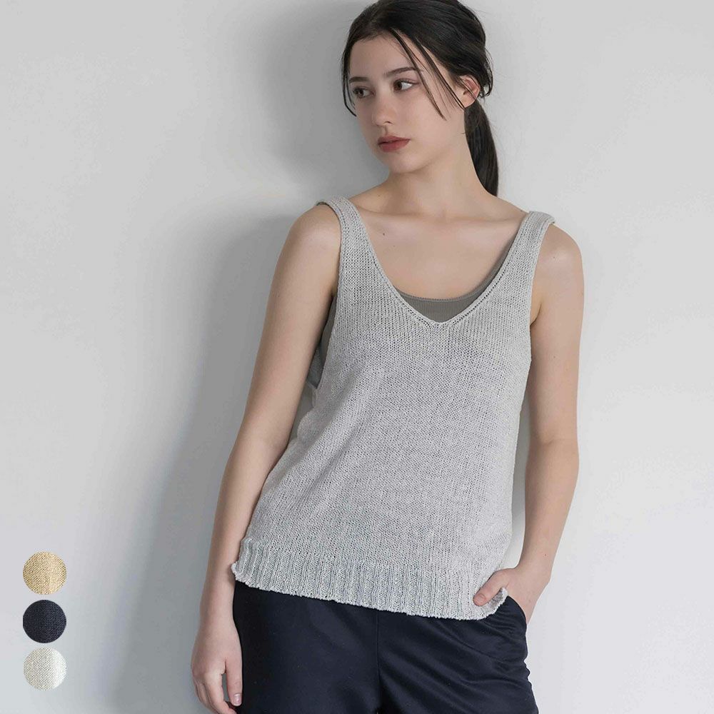 リネンシルク ニットタンクトップ 日本製