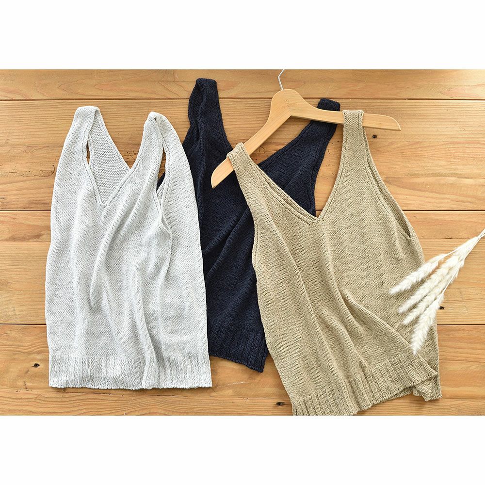リネンシルク ニットタンクトップ 日本製