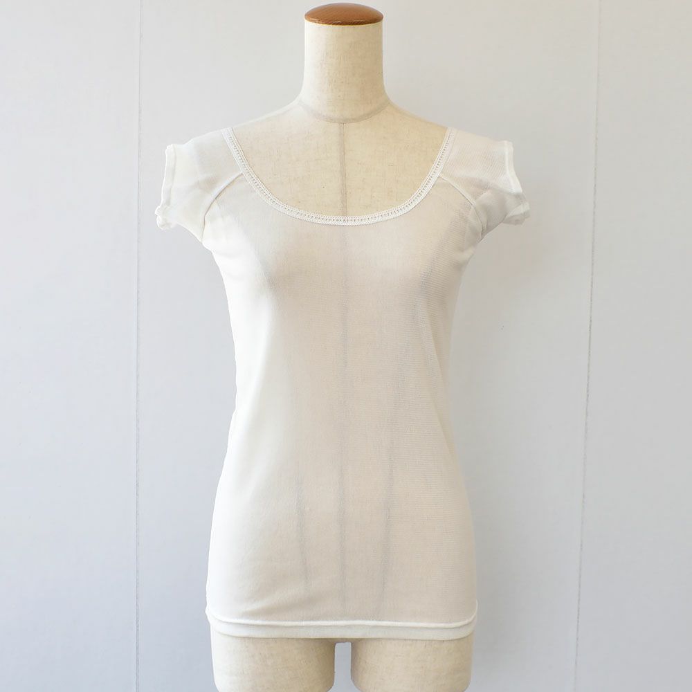 シルクの脇汗パッド付き サラチュール 汗取りインナー 普通丈 日本製