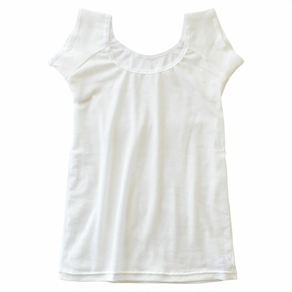 シルクの脇汗パッド付き サラチュール 汗取りインナー 普通丈 日本製