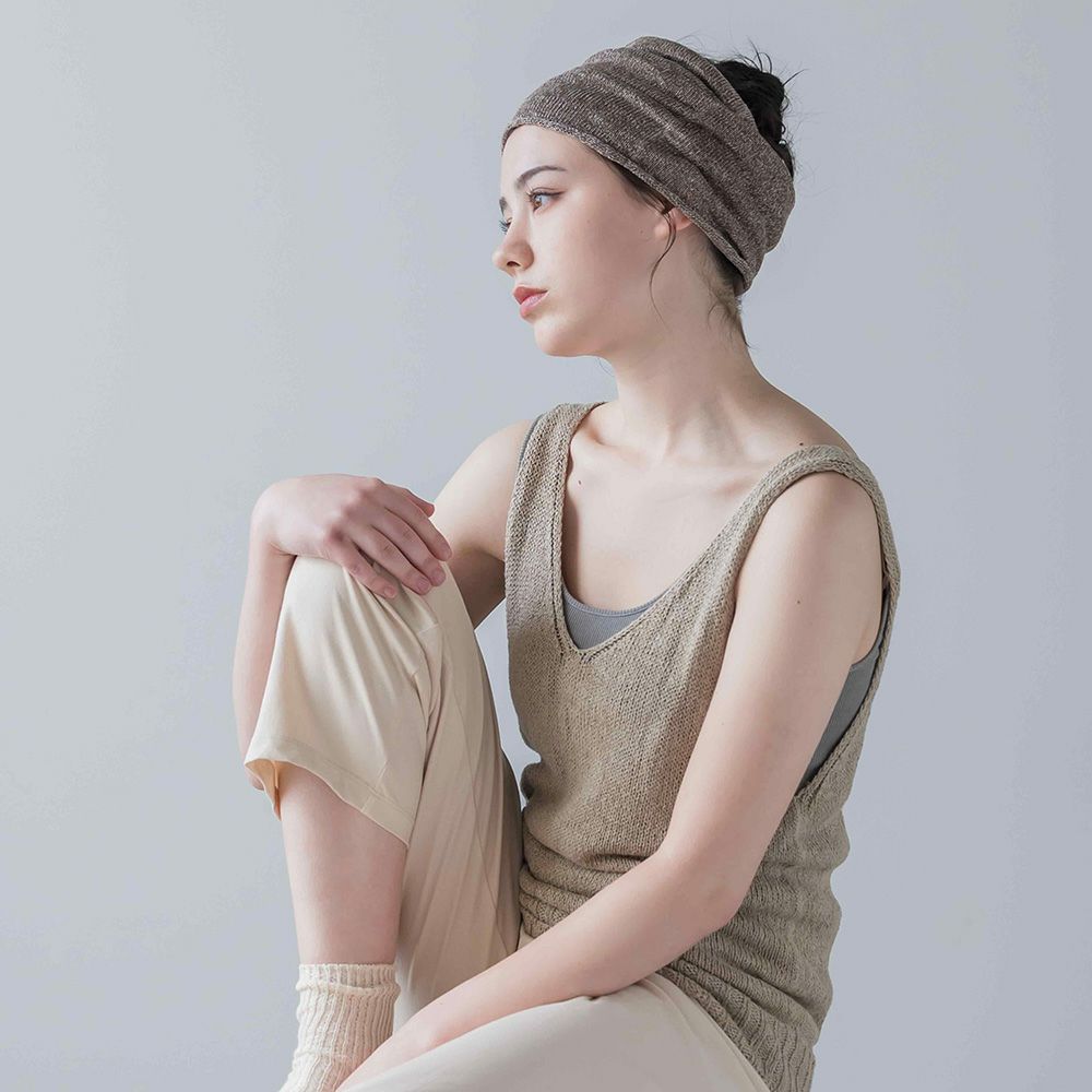 リネンシルク ターバンスヌード 日本製 縫い目のないホールガーメント