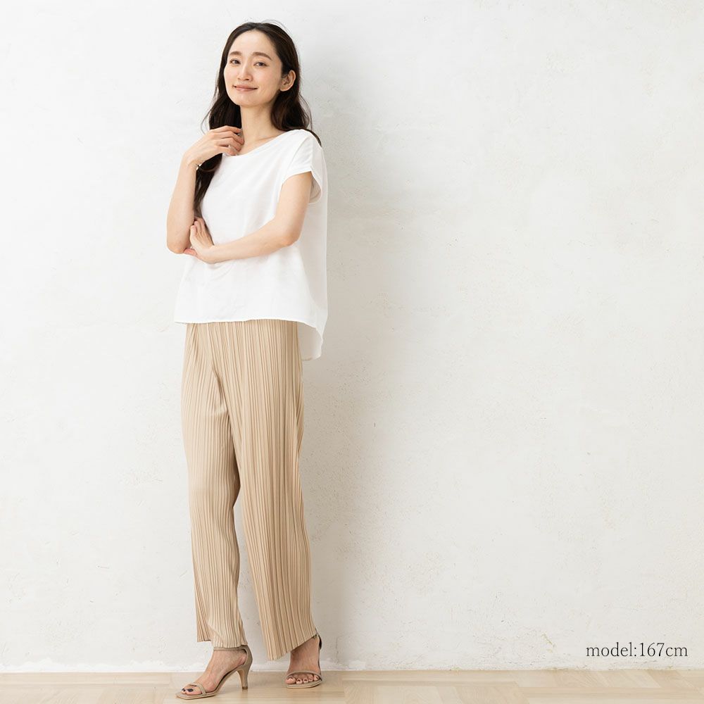  コットンシルクサテン チュール付きトップス 日本製