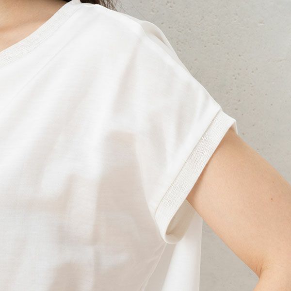  コットンシルクサテン チュール付きトップス 日本製