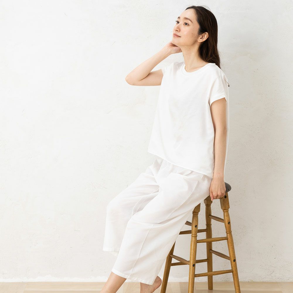 コットンシルクサテン ルームパンツ 日本製