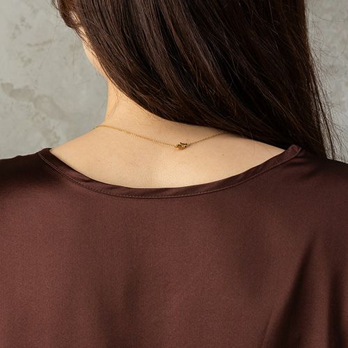 シルク サテンストレッチ Vネック フレンチスリーブ トップス 日本製 19匁