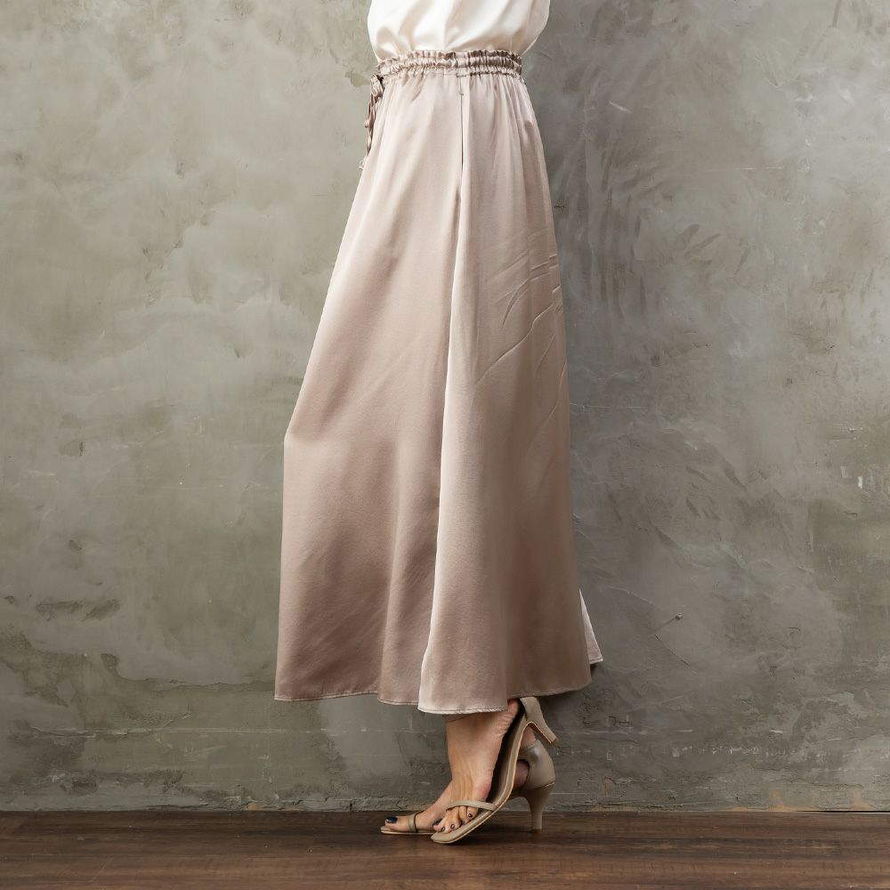 シルク サテンストレッチ ロングスカート 日本製 19匁