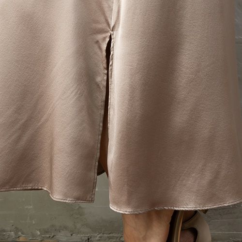 シルク サテンストレッチ ロングスカート 日本製 19匁