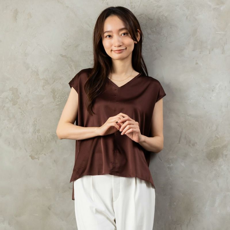 【お得な上下セット】シルク サテンストレッチ トップス＆スカート 上下セット 日本製 19匁