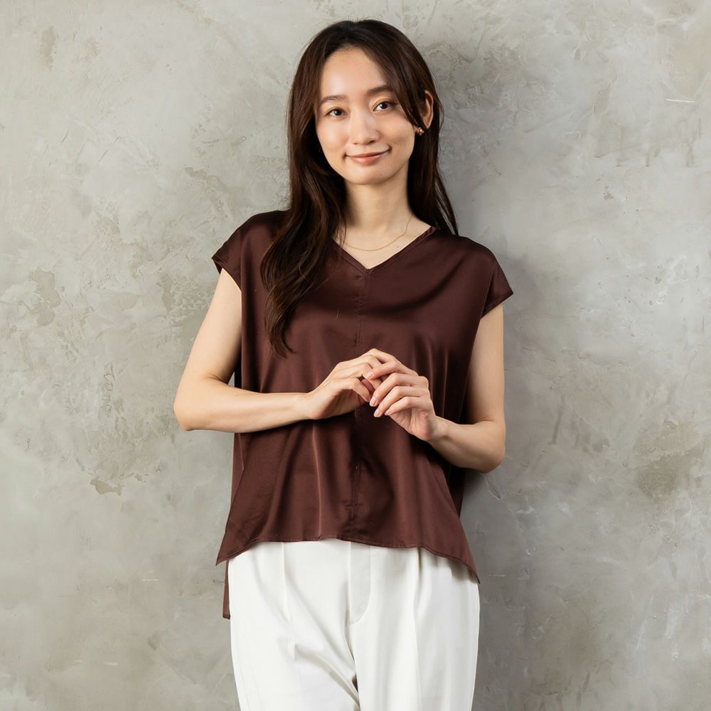 【お得な上下セット】シルク サテンストレッチ トップス＆スカート 上下セット 日本製 19匁