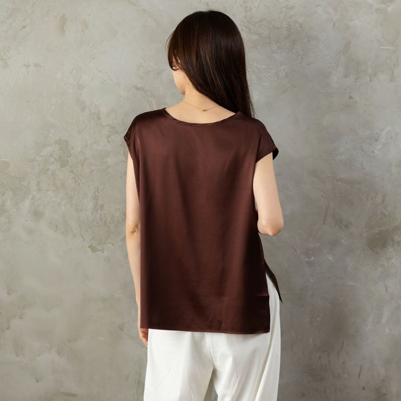 【お得な上下セット】シルク サテンストレッチ トップス＆スカート 上下セット 日本製 19匁