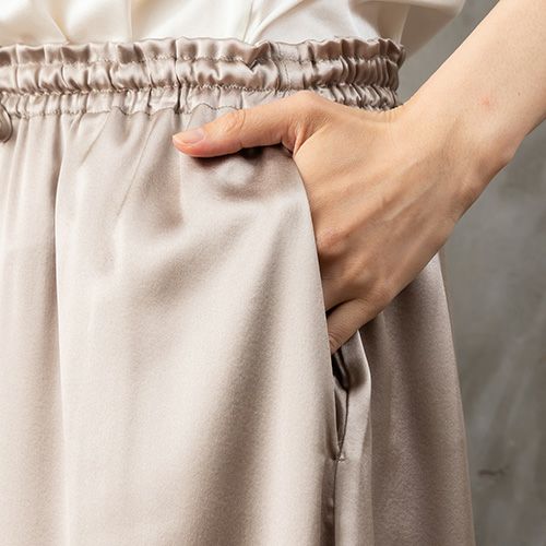 【お得な上下セット】シルク サテンストレッチ トップス＆スカート 上下セット 日本製 19匁