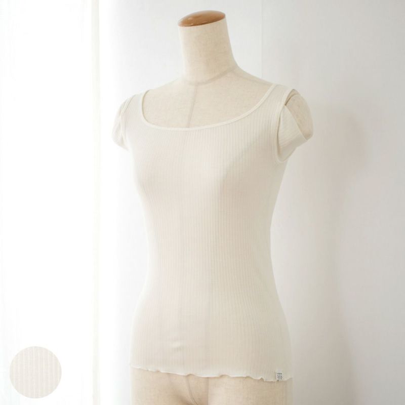 シルク100% 薄テレコ 汗取り付きタンクトップ 日本製