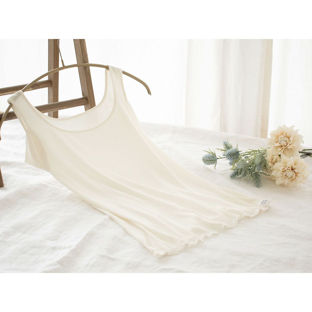 シルク100% 薄テレコ 汗取り付きタンクトップ 日本製