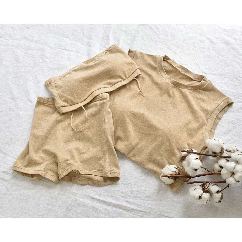 カップ裏シルク オーガニックコットン カップ付き タンクトップ クルーネック ゆるラク 日本製