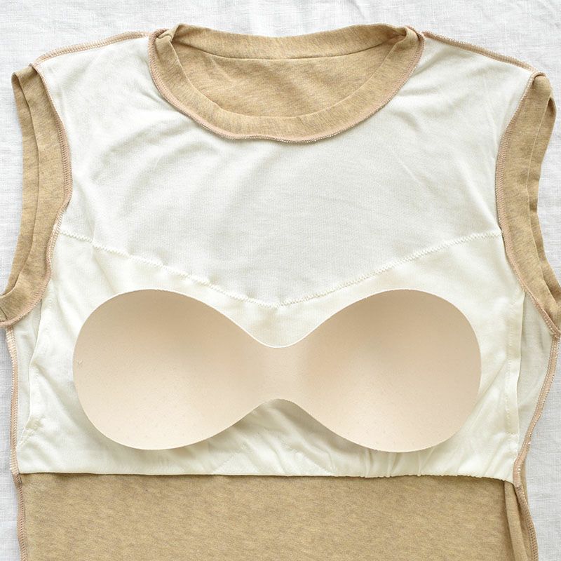 カップ裏シルク オーガニックコットン カップ付き タンクトップ クルーネック ゆるラク 日本製
