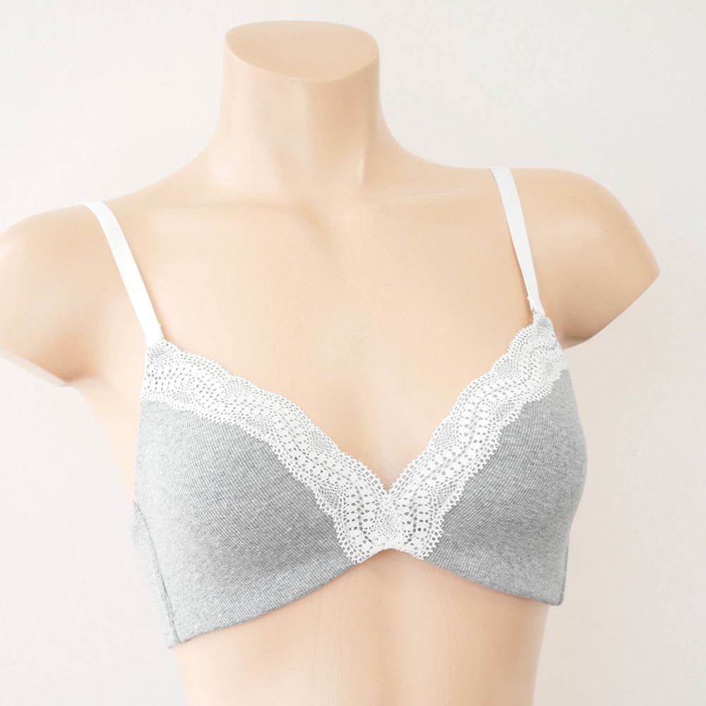 カップ裏シルク モールドカップ ノンワイヤーブラジャー＆コットンリブ ショーツ 上下セット