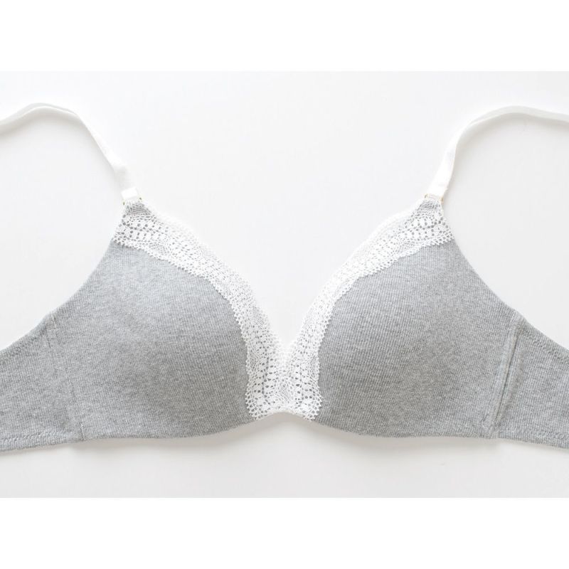カップ裏シルク モールドカップ ノンワイヤーブラジャー＆コットンリブ ショーツ 上下セット