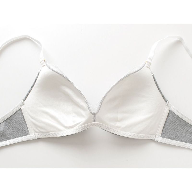 カップ裏シルク モールドカップ ノンワイヤーブラジャー＆コットンリブ ショーツ 上下セット