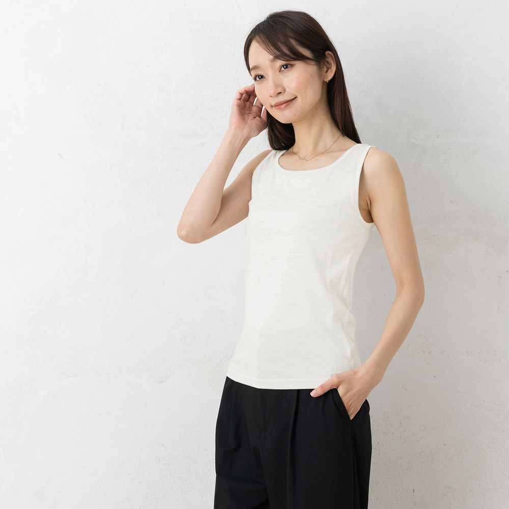 シルク100％ ジャージー カップ付き タンクトップ 日本製 ゆるラク