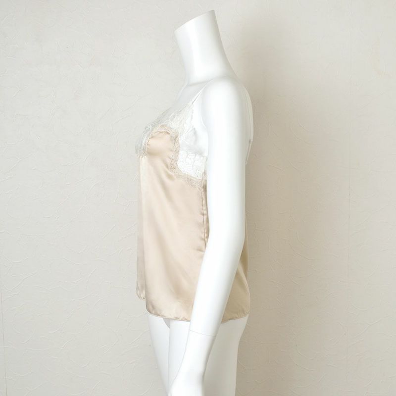 シルクサテン レース付きキャミソール 日本製