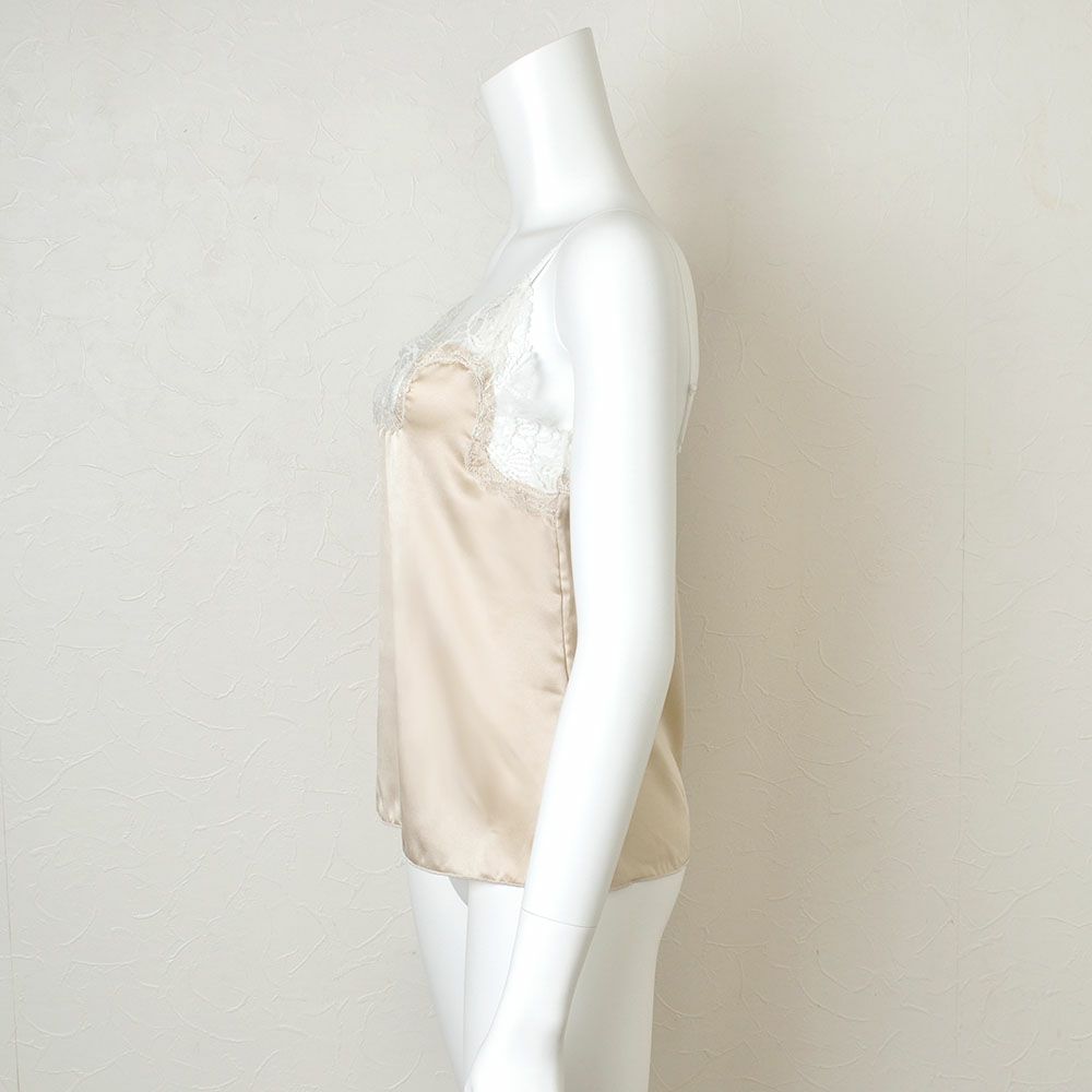 シルクサテン レース付きキャミソール 日本製