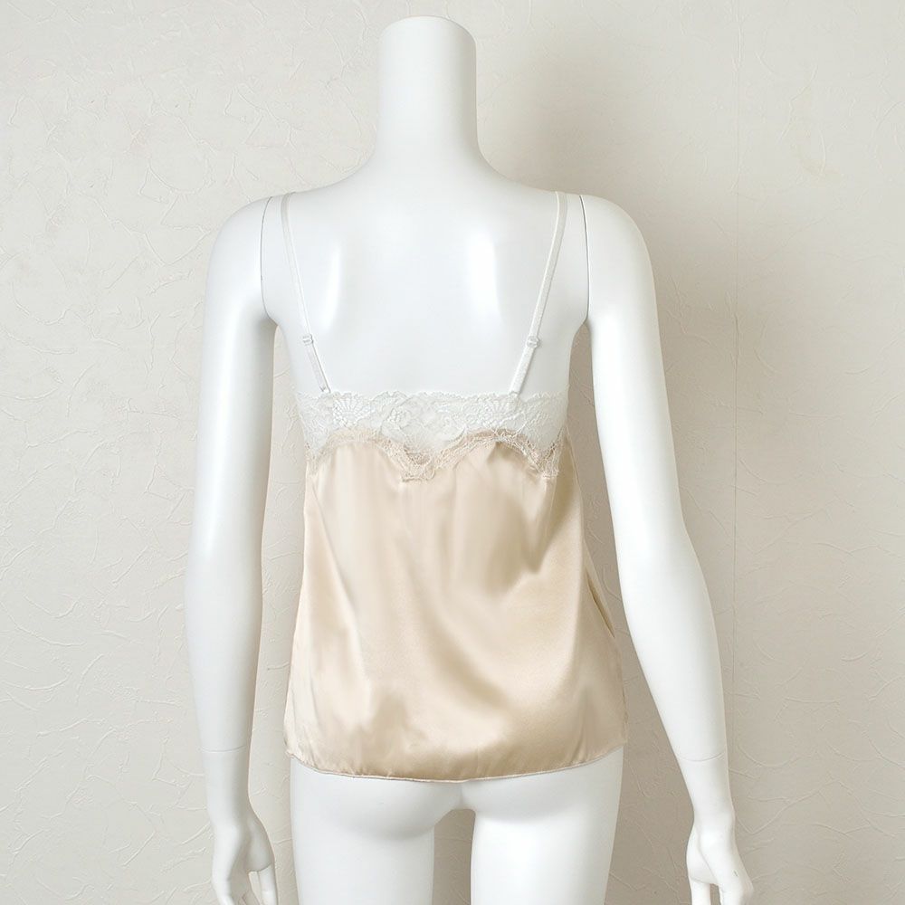 シルクサテン レース付きキャミソール 日本製