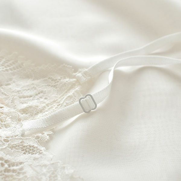 シルクサテン レース付きキャミソール 日本製