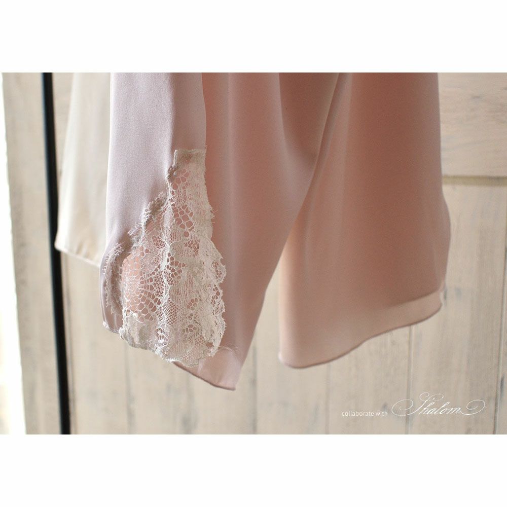  シルクサテン レース付きペチコート 日本製