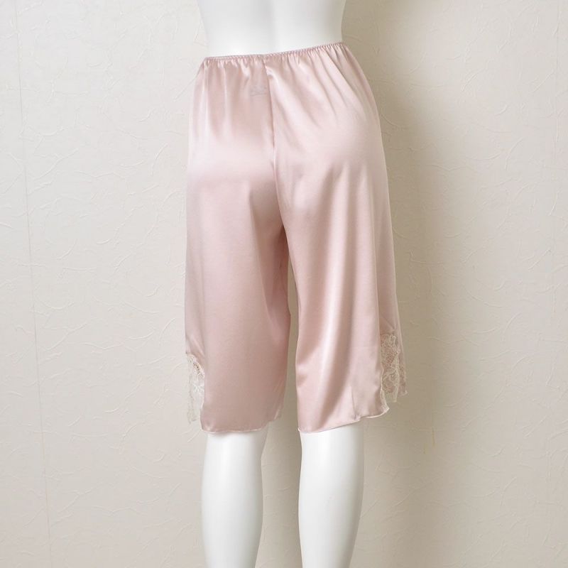  シルクサテン レース付きペチコート 日本製