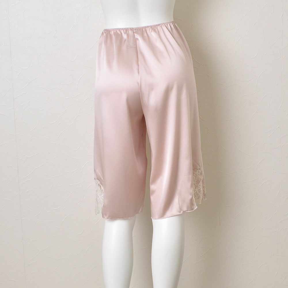  シルクサテン レース付きペチコート 日本製