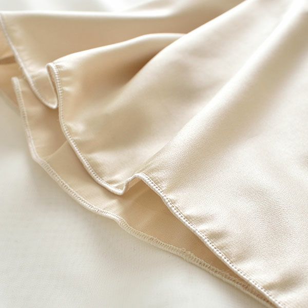  シルクサテン レース付きペチコート 日本製