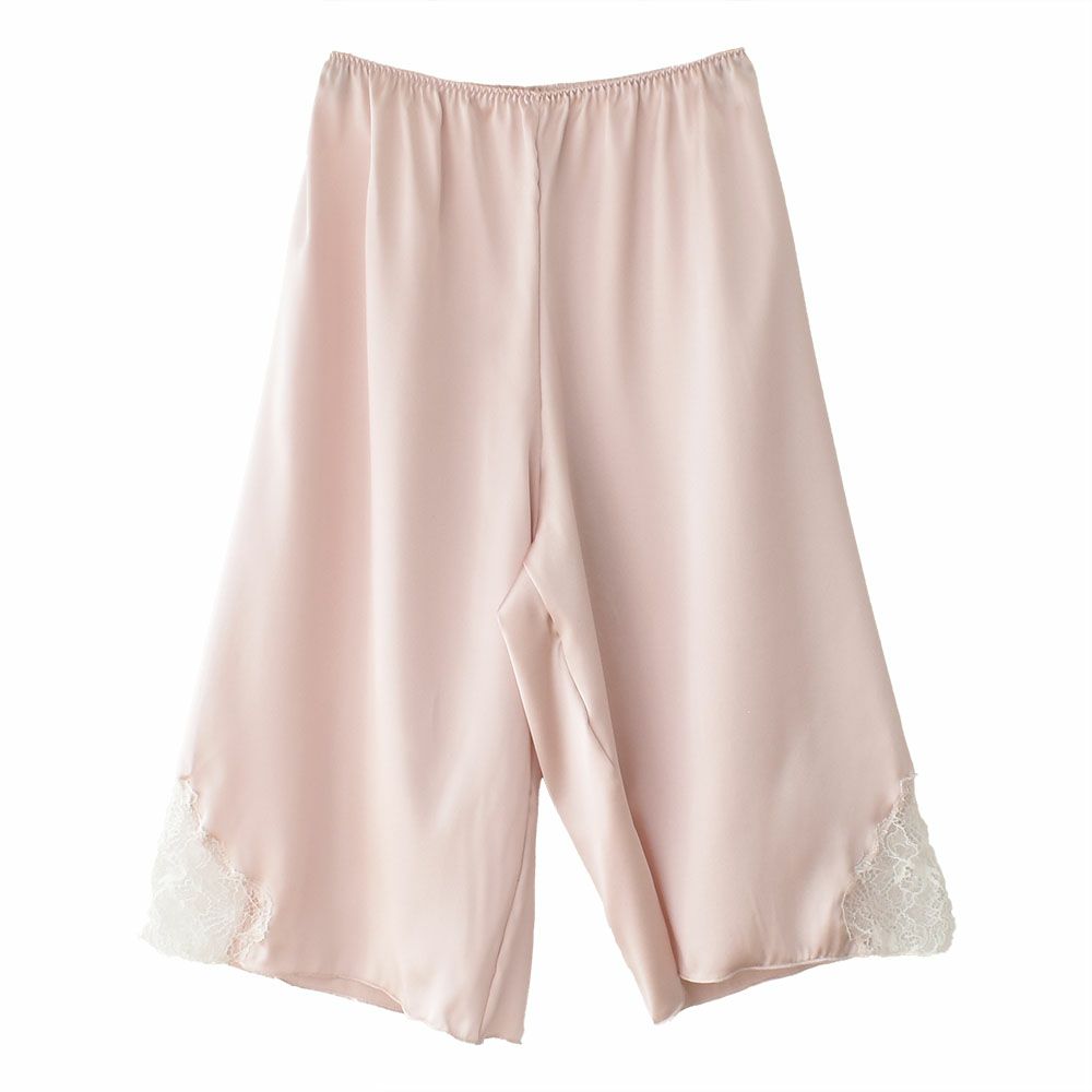  シルクサテン レース付きペチコート 日本製