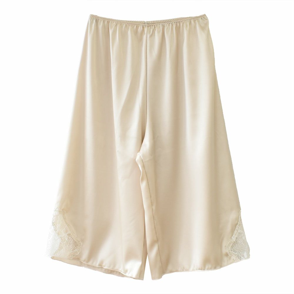  シルクサテン レース付きペチコート 日本製