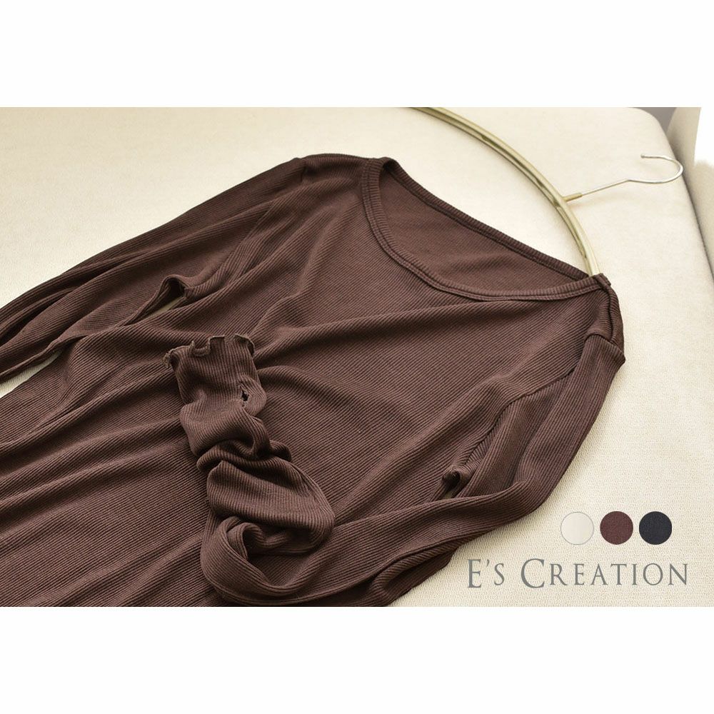 シルク100％ テレコ クルーネック 長袖 インナー 指穴付き 日本製 ウォッシャブル加工