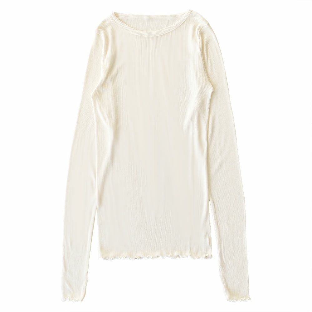 シルク100％ テレコ クルーネック 長袖 インナー 指穴付き 日本製 ウォッシャブル加工