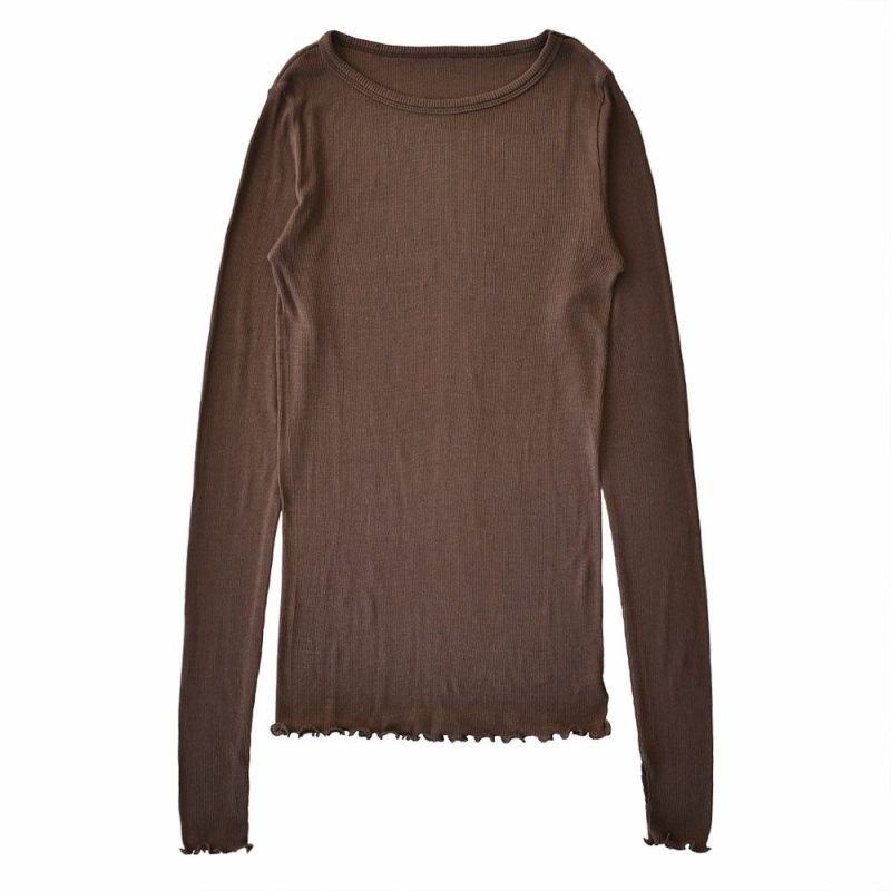 シルク100％ テレコ クルーネック 長袖 インナー 指穴付き 日本製 ウォッシャブル加工