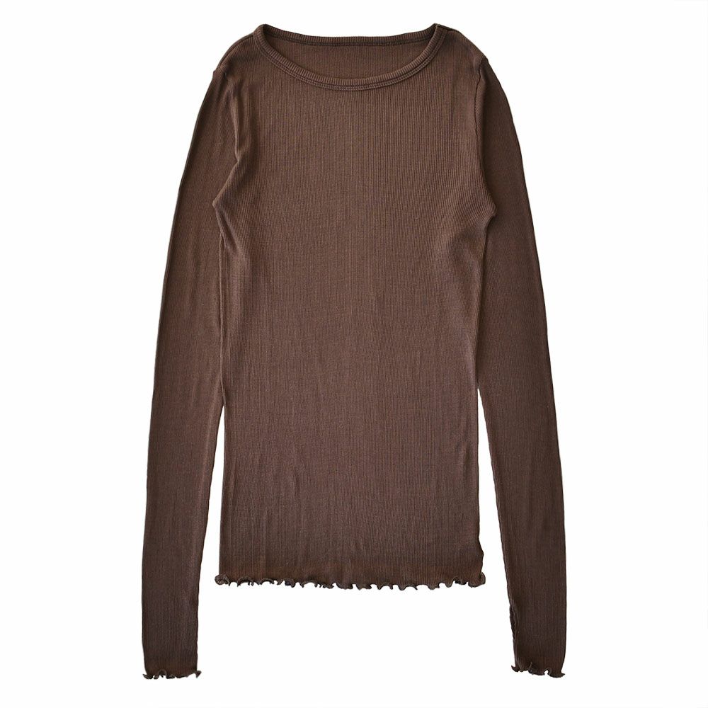 シルク100％ テレコ クルーネック 長袖 インナー 指穴付き 日本製 ウォッシャブル加工