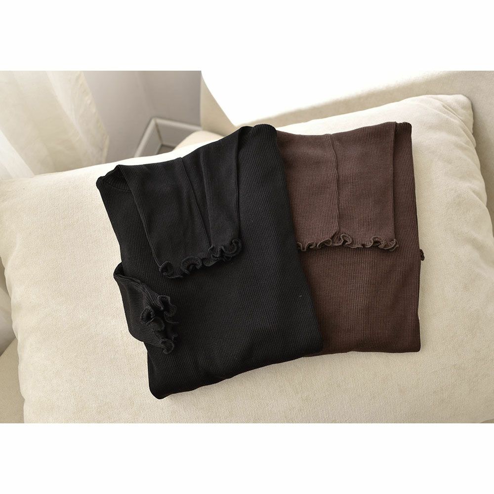 シルク100％ テレコ ハイネック 長袖 インナー 指穴付き 日本製 ウォッシャブル加工