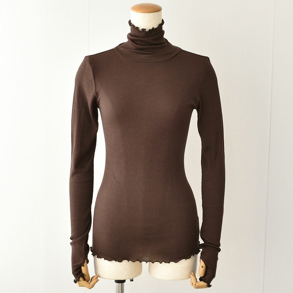 シルク100％ テレコ ハイネック 長袖 インナー 指穴付き 日本製 ウォッシャブル加工